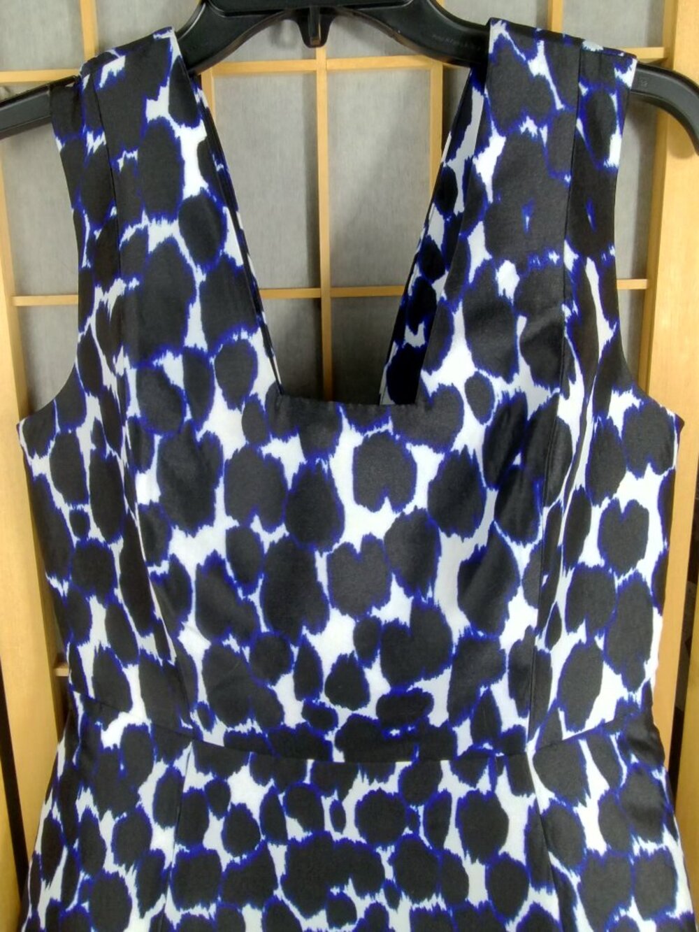 Kate Spade New York Blue & Black Leopard Print Sleeveless Fit & Flare Dress SZ 4 - Picture 4 of 11